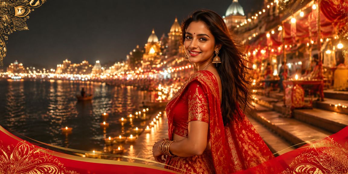 Varanasi ghat with casino-style entertainment theme